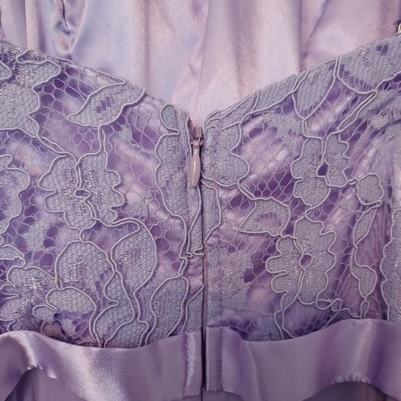 EVA USA Lavender Purple Chiffon Lace Full Length Maxi High Neck Bridesmaid Dress - Picture 9 of 15